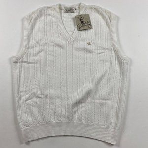 NWT Vintage Arnold Palmer Knit Vest Sweater Men's XL White Preppy Dad Grandpa